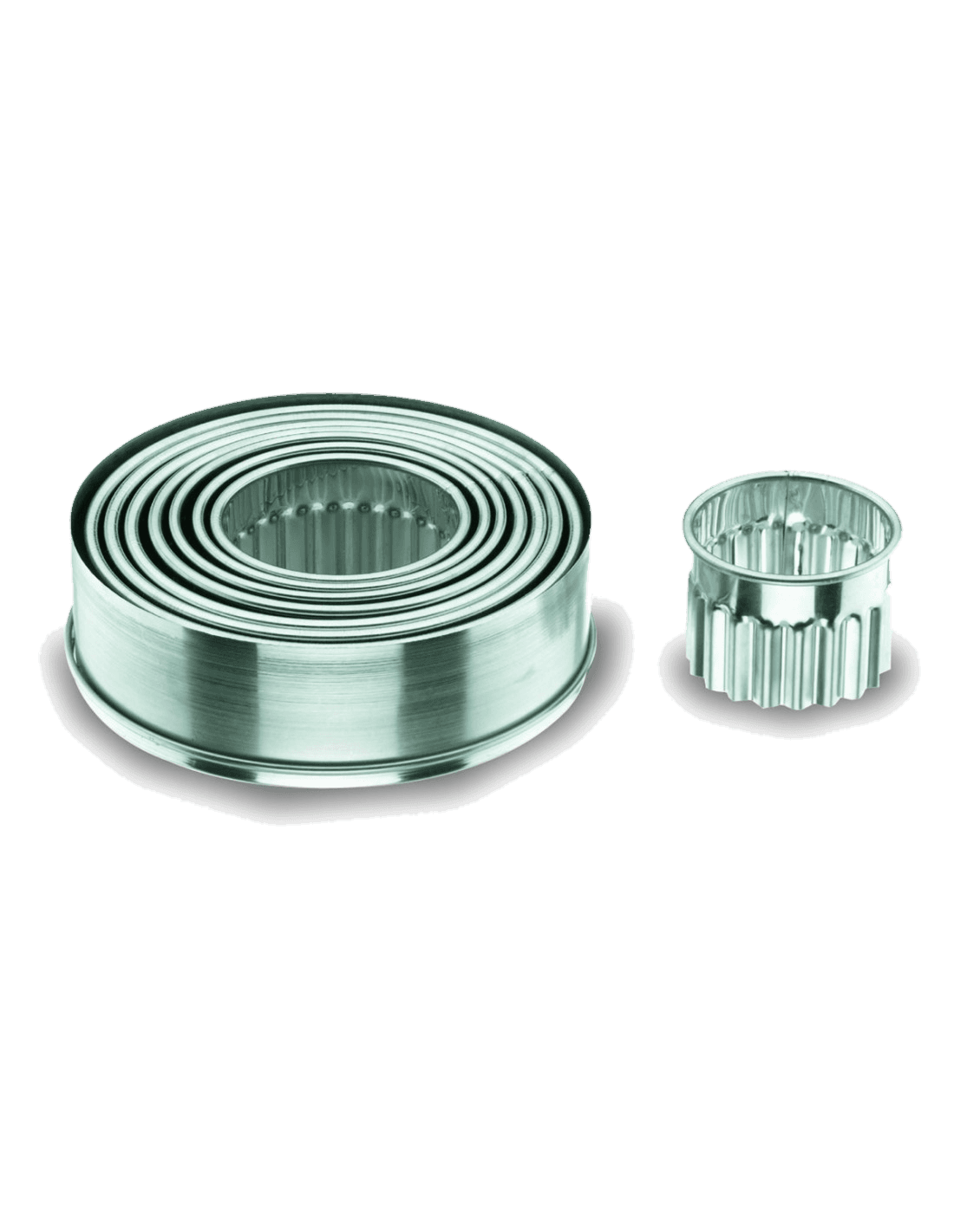 Caja 9 cortapastas redondos rizados inoxidable de Lacor