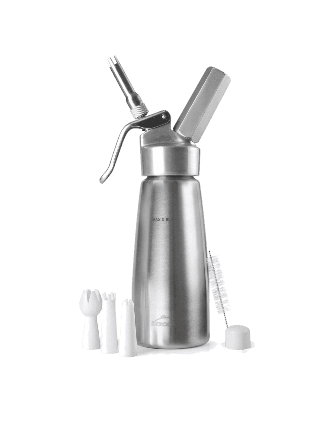 Sifón crema inox+cabezal aluminio de Lacor
